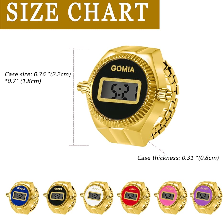 Amazon | 指輪 時計 デジタル表示 リングウォッチ フリーサイズ 指輪